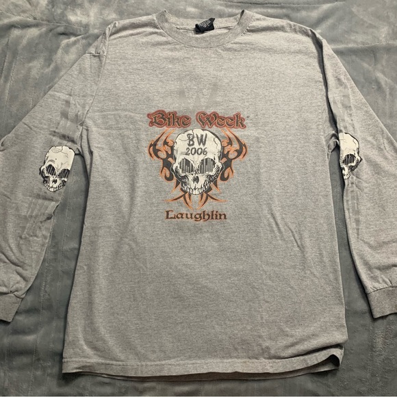 Laughlin Palcon Other - Gray Graphic 06 Bike Week Long Sleeve Tee